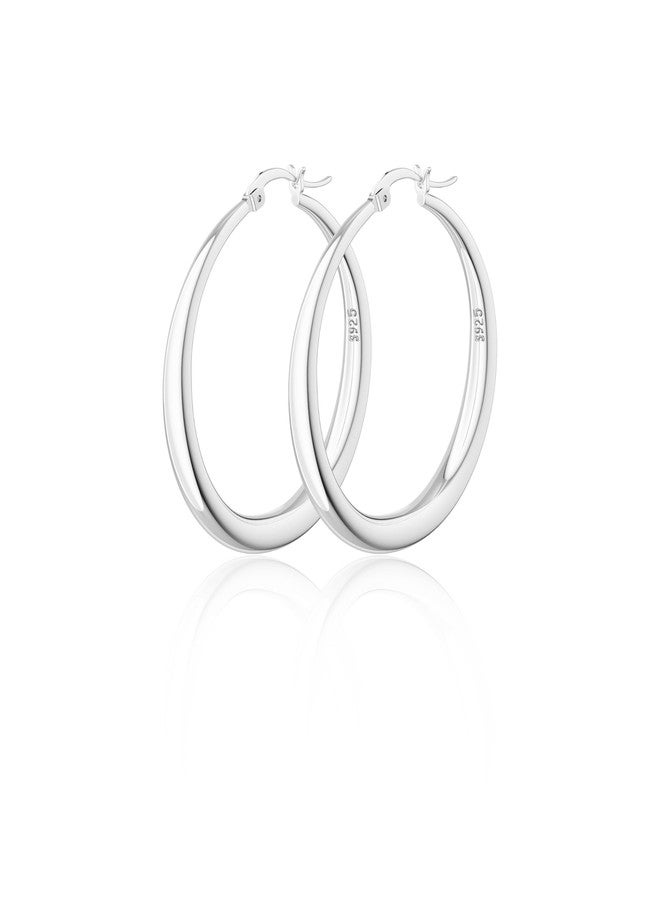 Robaice 925 Sterling Silver Plated Hoop Earrings for Women, Lightweight Hypoallergenic Hollow Circle Hoop Earrings, Fashion Jewelry for Everyday Wear and Gift for Her, 40mm - Image 1